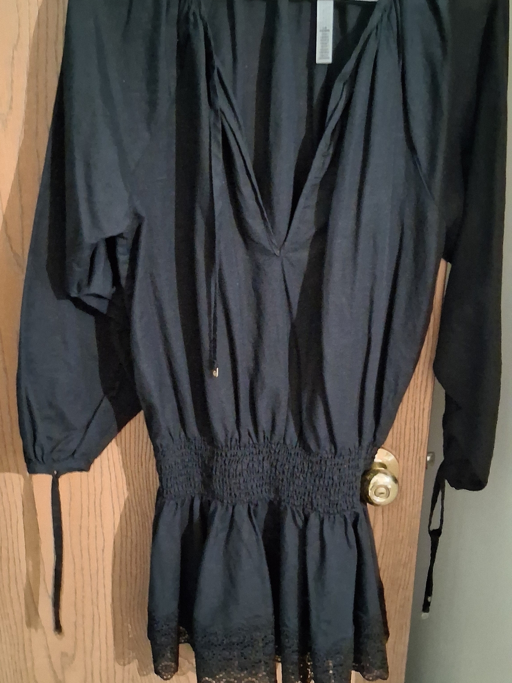 Beachwear Black Linen Lace Trim Dress Victoria's Secret Swim Large New W/O Tags